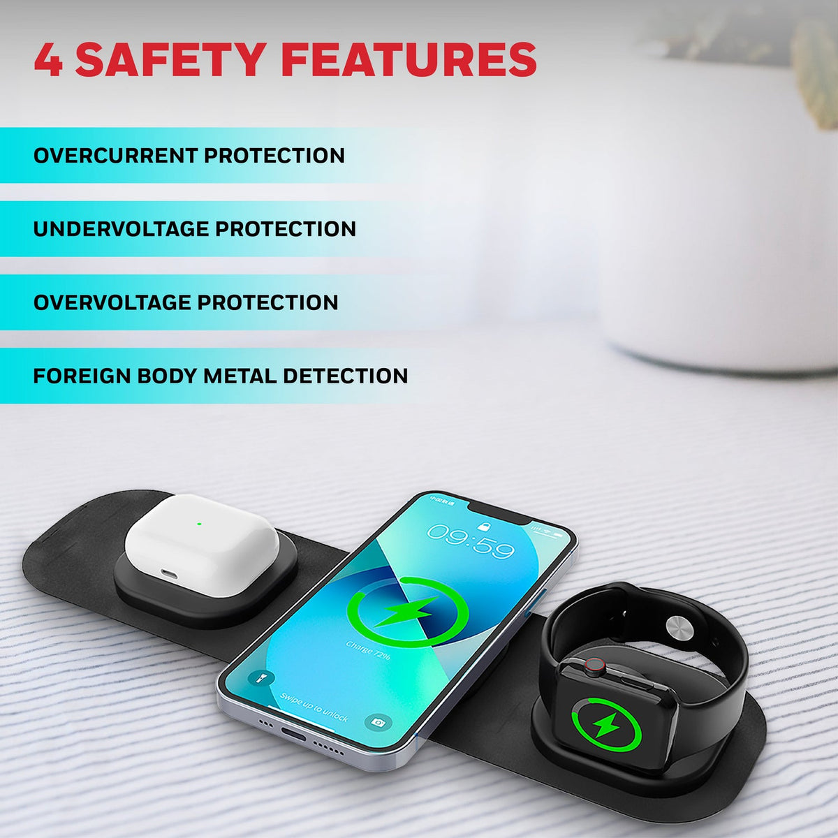 Honeywell Zest Wireless 3-in-1 Foldable Charger (Platinum Series)