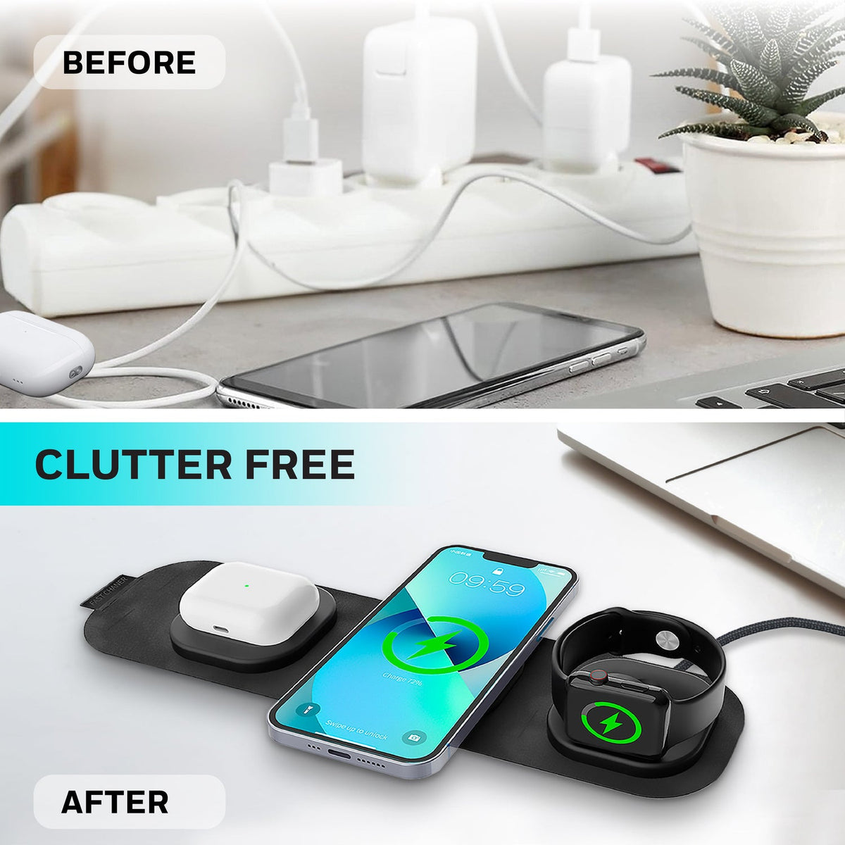 Honeywell Zest Wireless 3-in-1 Foldable Charger (Platinum Series)