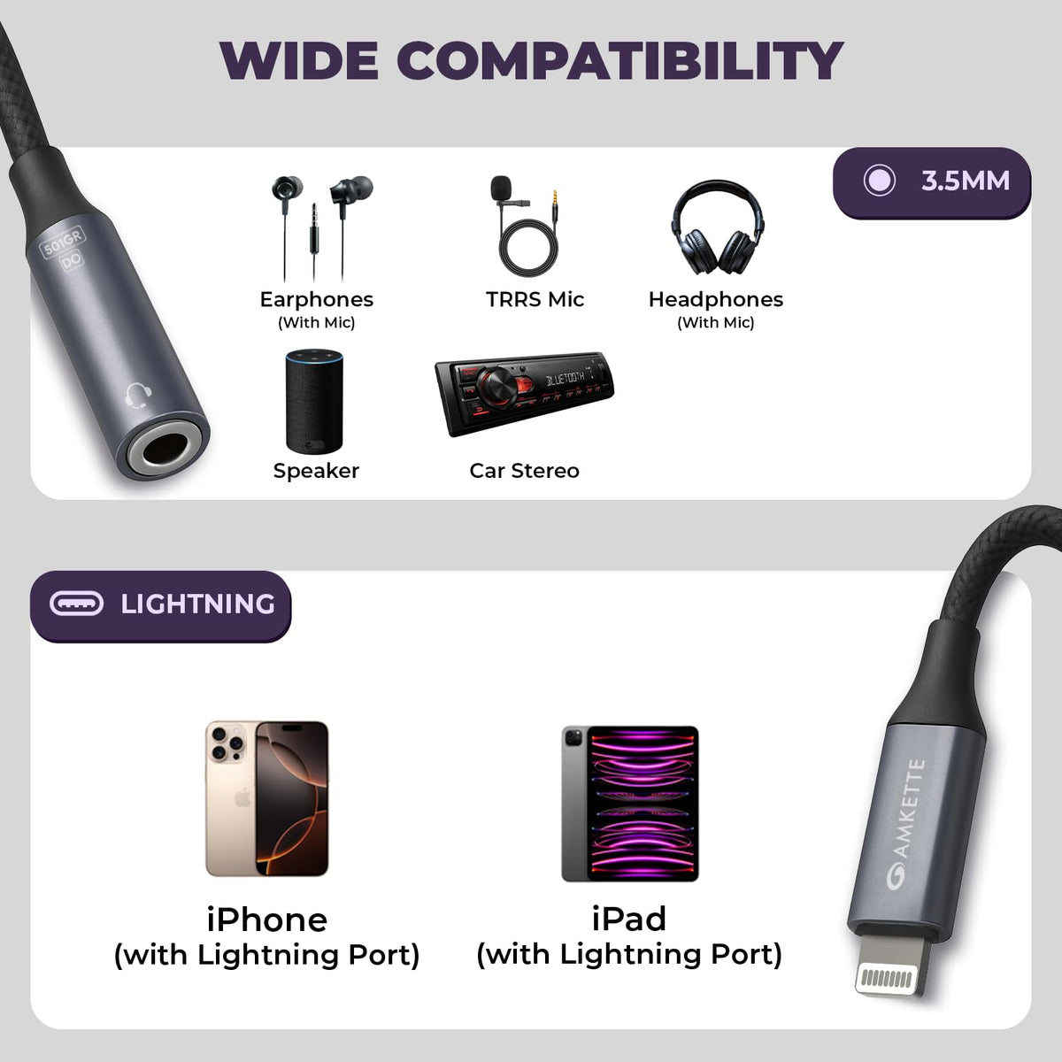 Amkette Adapt Lightning to 3.5mm Audio Jack Adapter