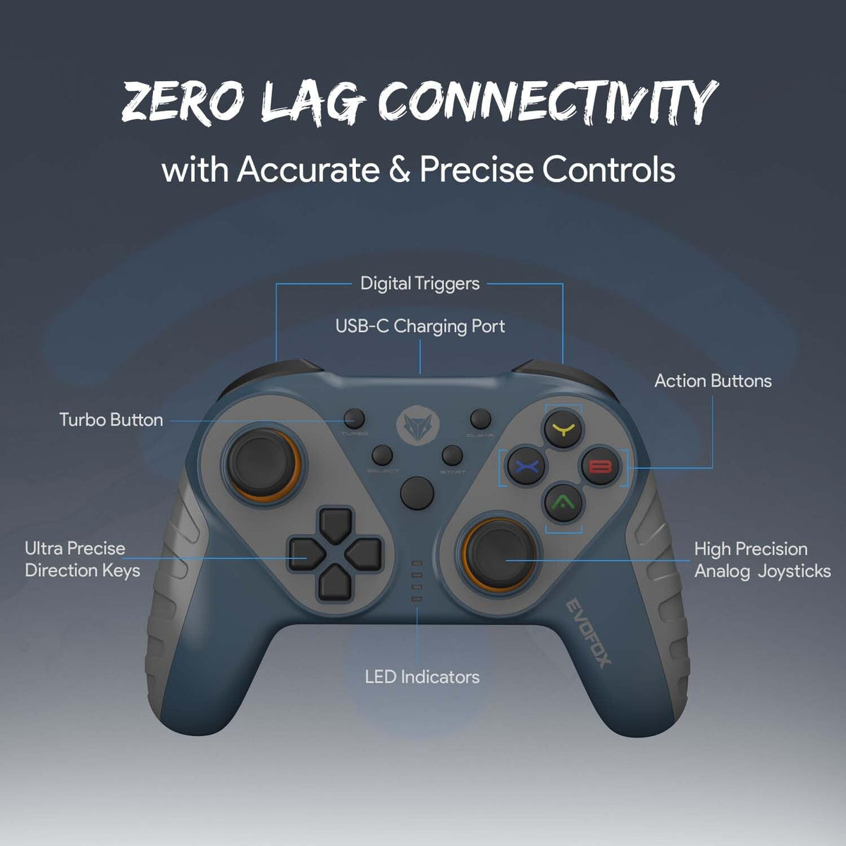 EvoFox Elite Ops Wireless Gamepad 12 ft Range