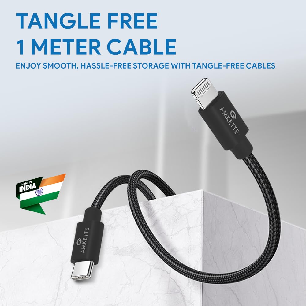 Amkette ChargePro 3A USB-C to iPhone Braided Cable