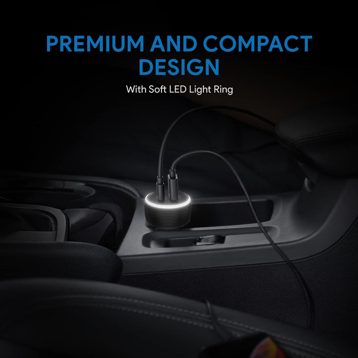 Amkette PowerPro 2 Port 36W PD QC Car Charger with C to C Cable