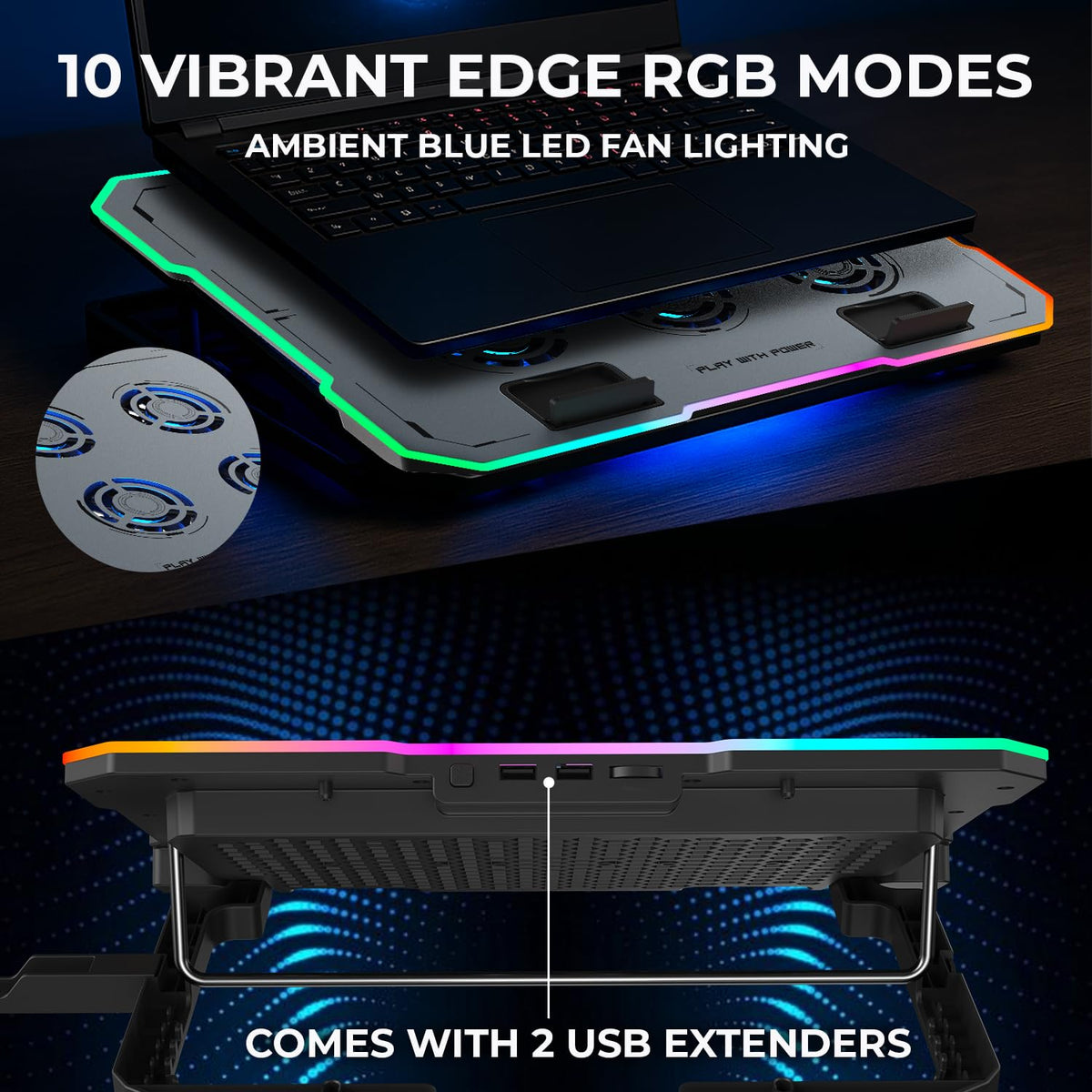 EvoFox Typhoon 2 Laptop Cooling Pad with 6 Fans & RGB