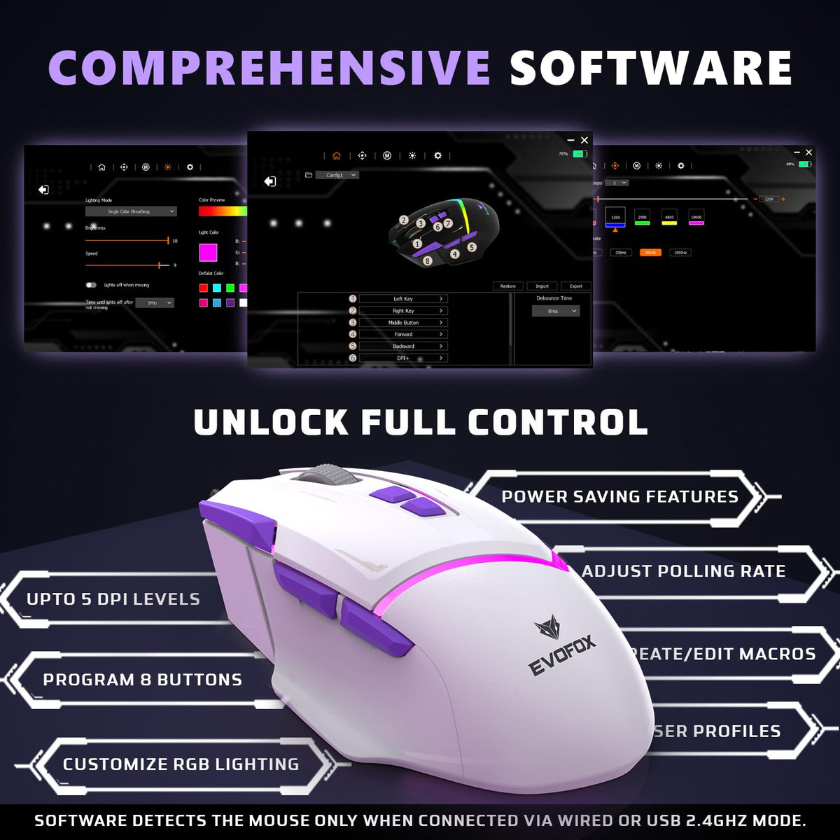 EvoFox Banshee Tri-Mode Wireless Gaming Mouse 10000DPI