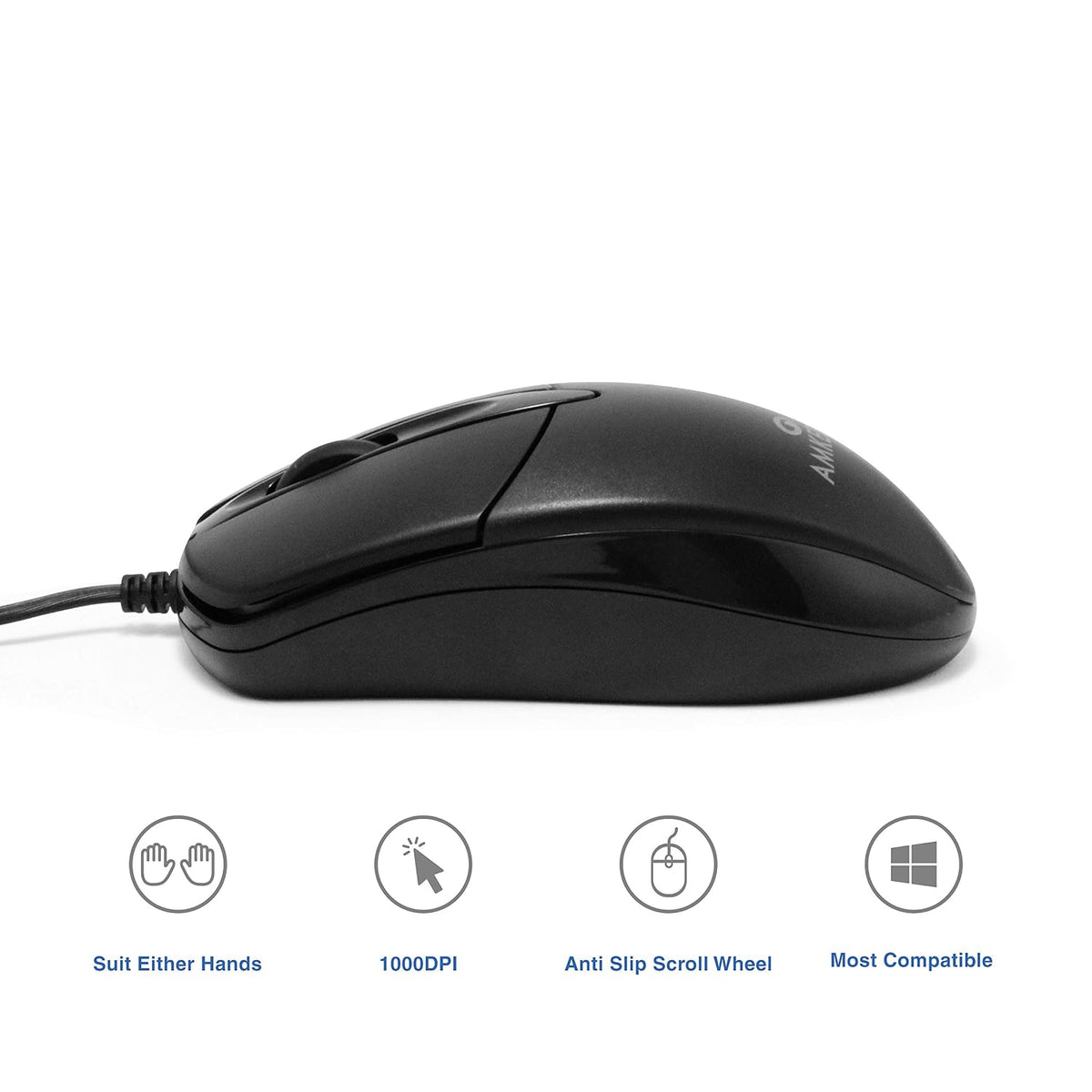 Amkette Kwik Pro 8 Wired USB Optical Mouse