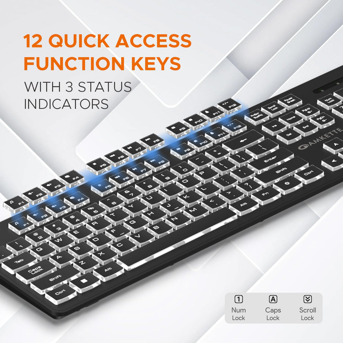 Amkette Wi-Key Backlit Wired USB Keyboard