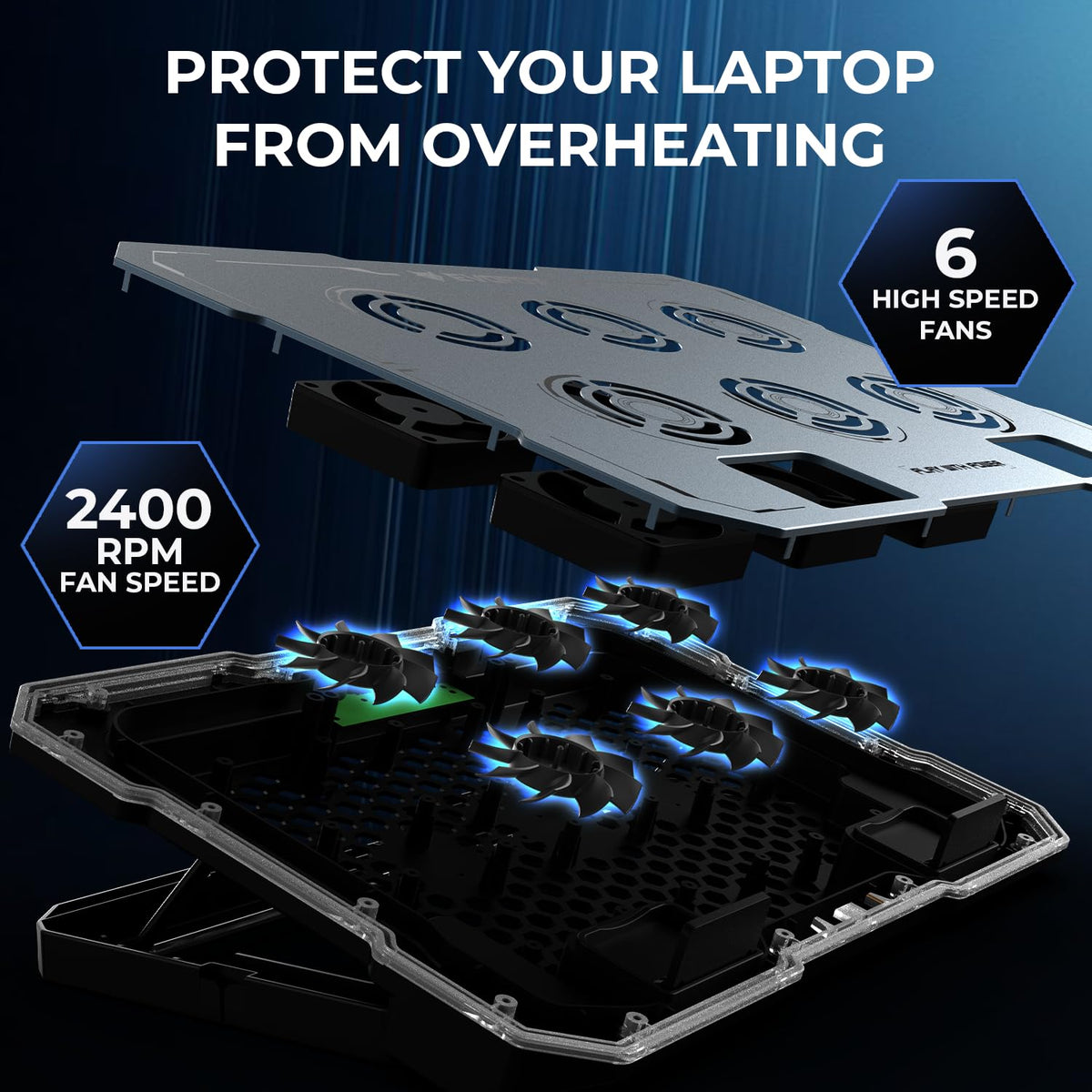 EvoFox Typhoon 2 Laptop Cooling Pad with 6 Fans & RGB