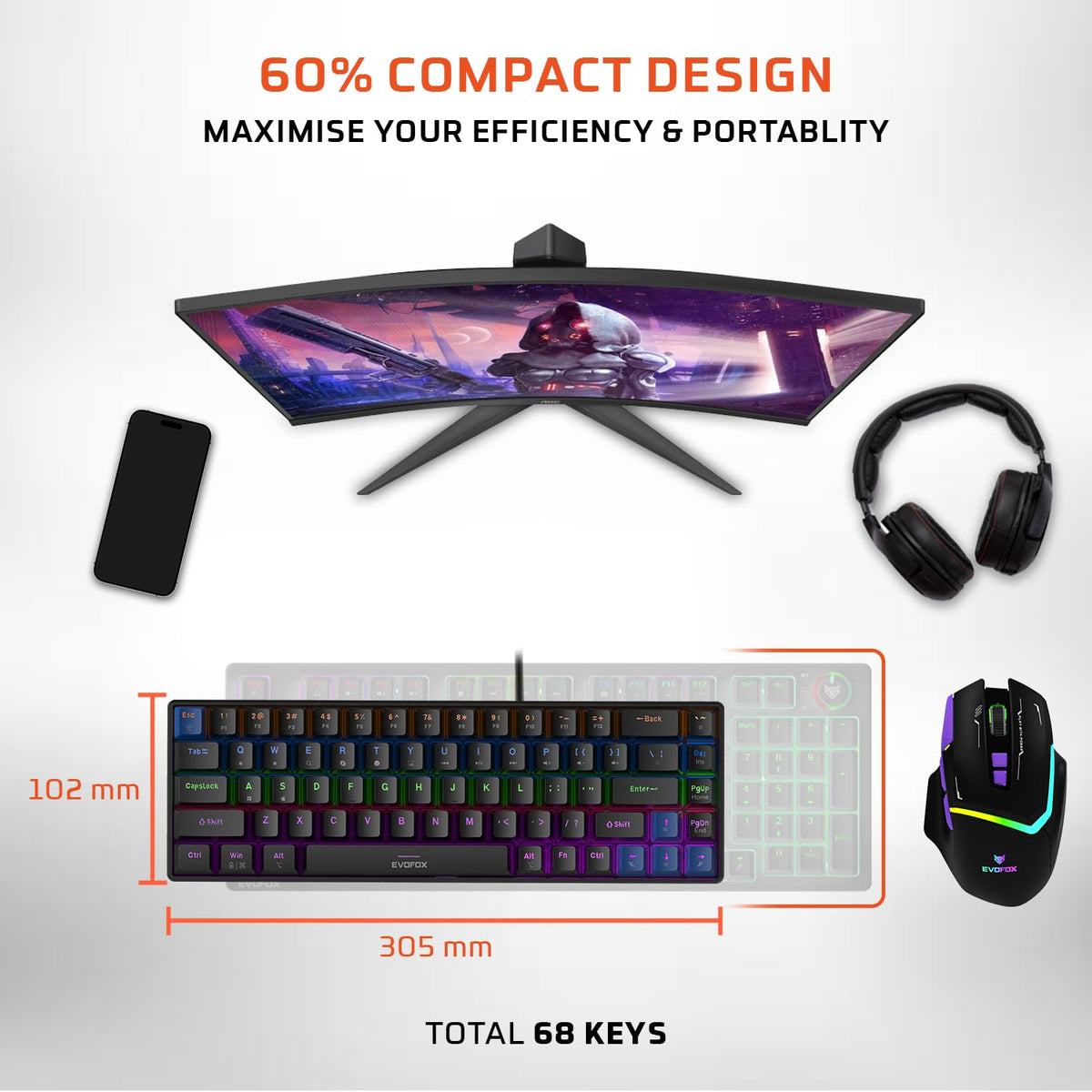 EvoFox Katana S Mini Wired Mechanical Gaming Keyboard