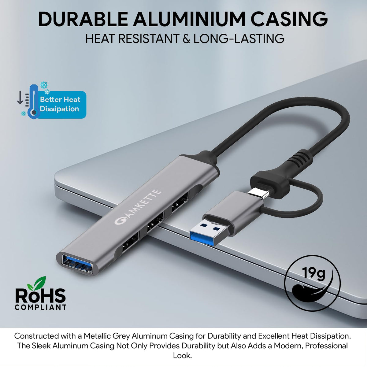Amkette 4 Port Hybrid USB 3.0 Hub Type C+A