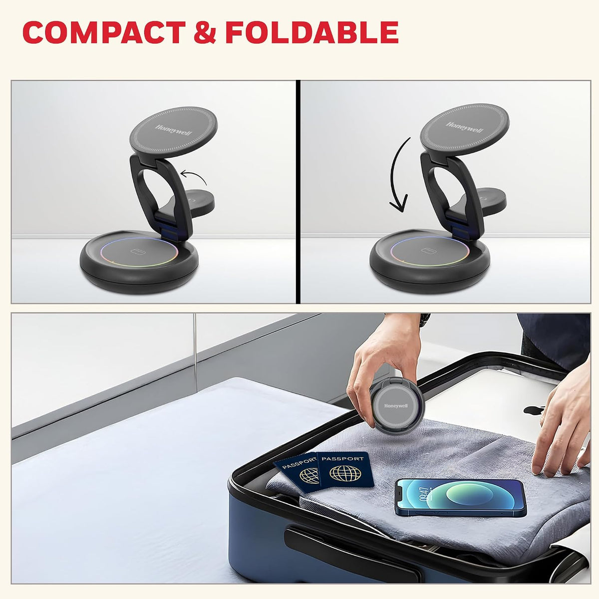 Honeywell Zest Wireless Trio 3-in-1 Foldable Charger 23W