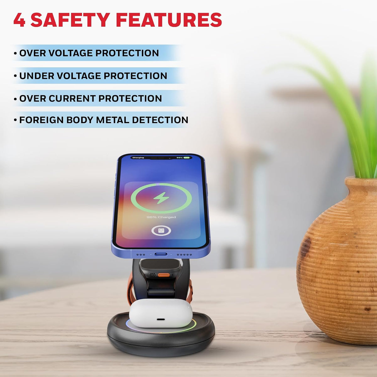 Honeywell Zest Wireless Trio 3-in-1 Foldable Charger 23W