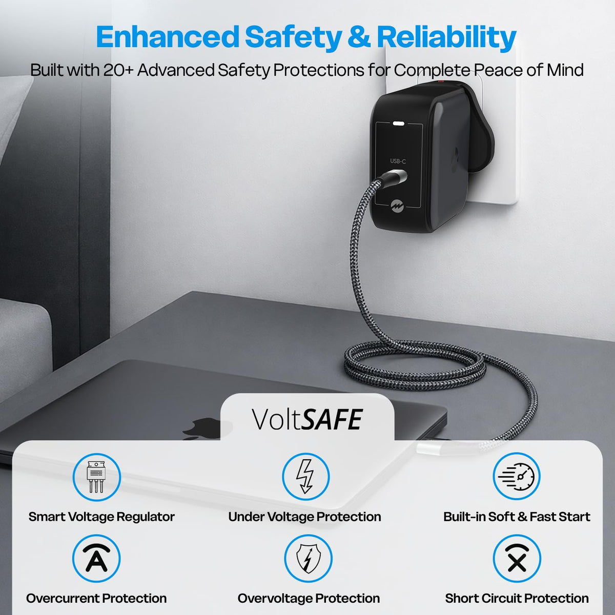 Amkette Mozen Power Pro 75W USB-C + USB-A Car Charger