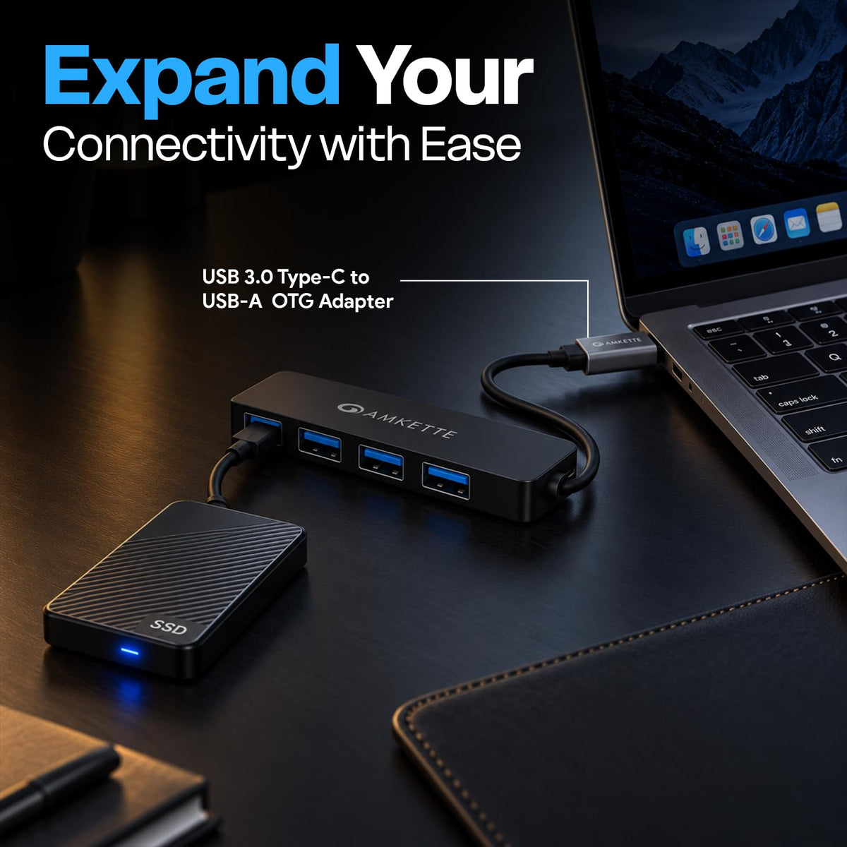 Amkette Type-C 4-in-1 USB 3.0 Hub Pro
