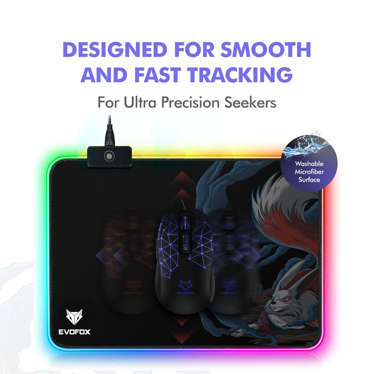 EvoFox Falcon LX35 RGB LED Gaming Mouse Pad