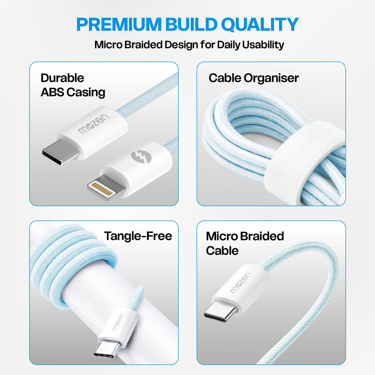 Amkette Mozen Flow Lite 3A Type C to Lightning Cable 1.2m