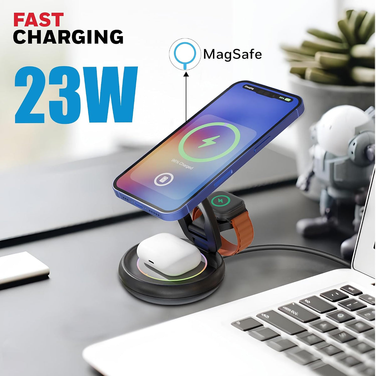 Honeywell Zest Wireless Trio 3-in-1 Foldable Charger 23W