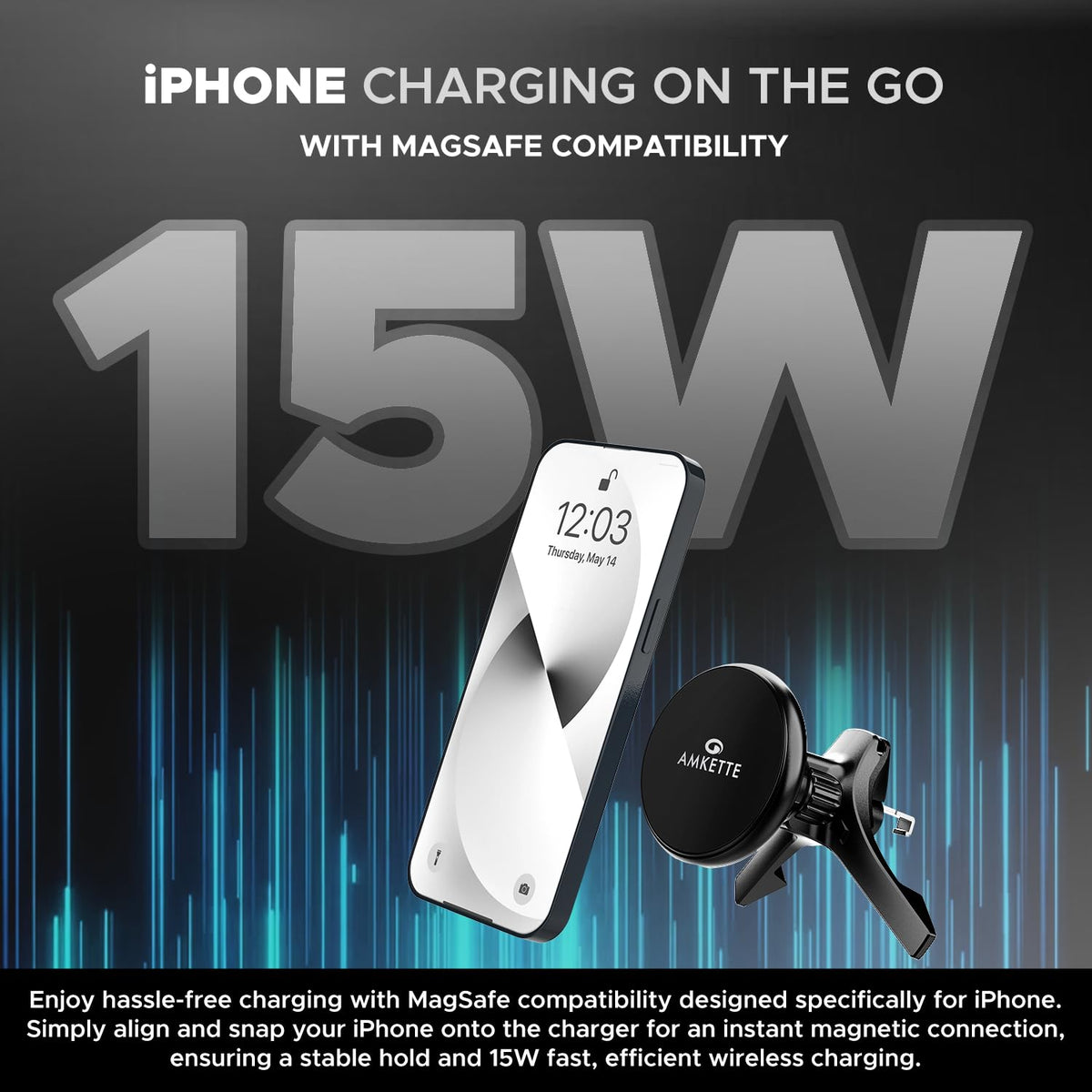 Amkette iGrip MagSafe Car Air Vent Wireless Charger