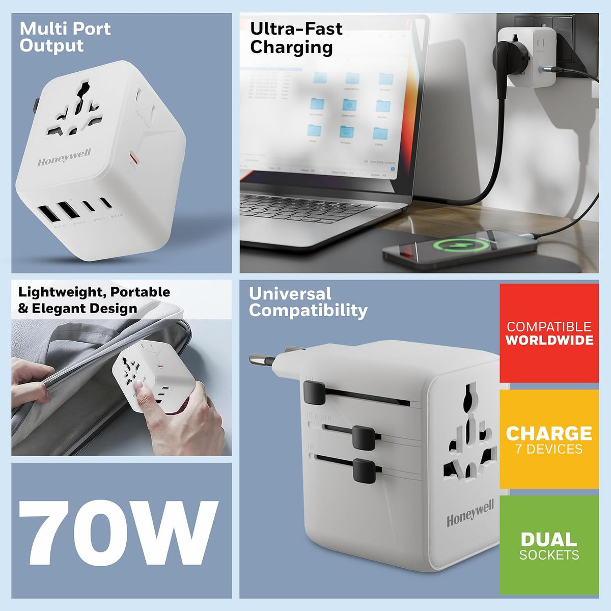 Honeywell Universal World Travel Adapter 70W (Ultimate Series)