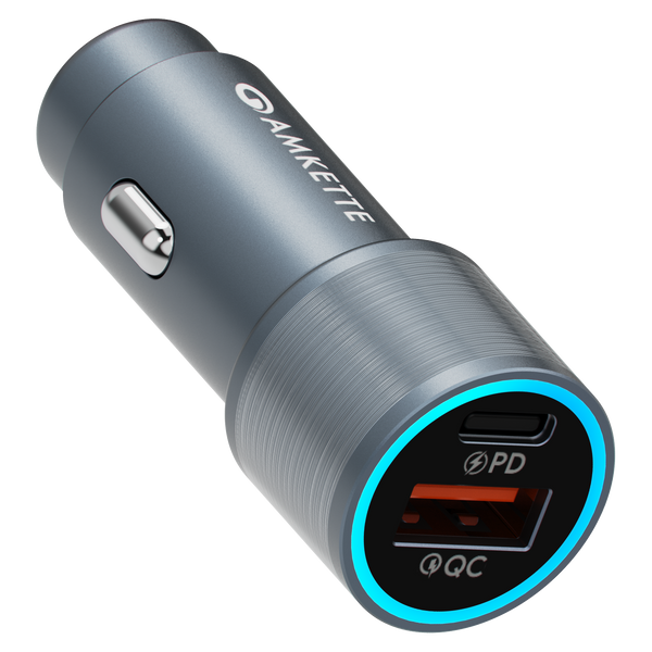 Amkette Mozen Power Pro 75W USB-C + USB-A Car Charger