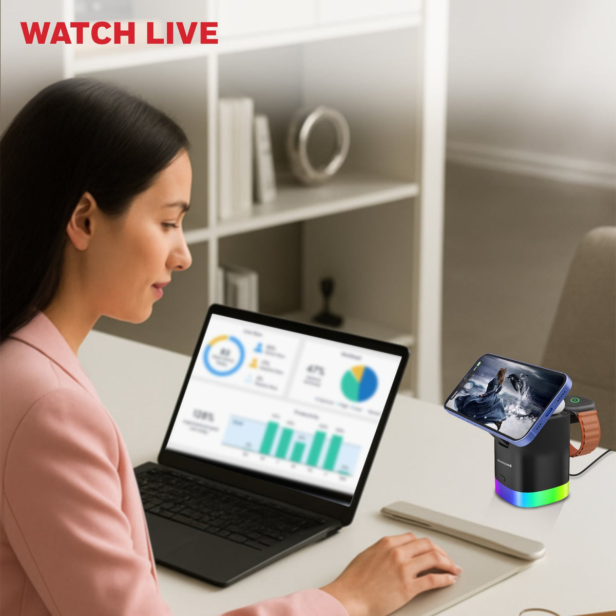 Honeywell Zest Wireless Cube 3-in-1 Charger 23W
