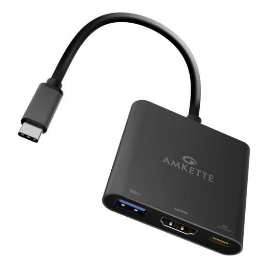 Amkette Type-C 3-in-1 Multiport Hub with 4K HDMI