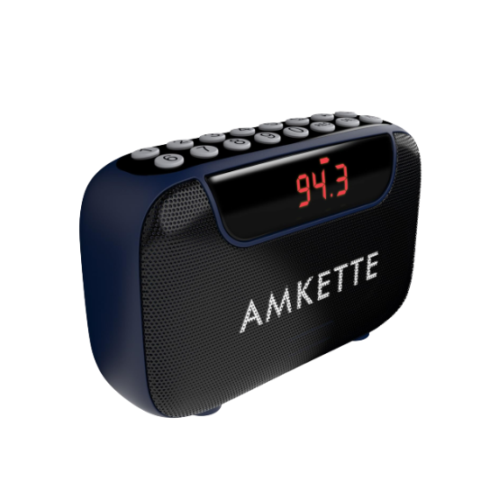 Amkette Pocket Blast FM Radio with Bluetooth Speaker – Blue