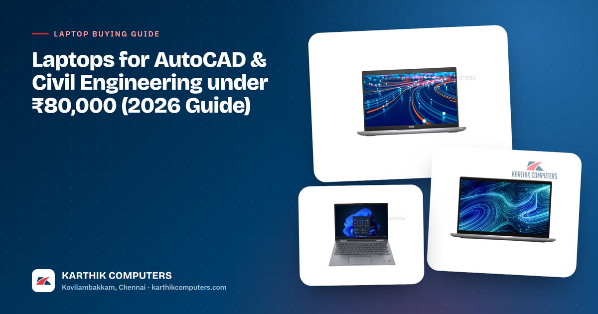 Laptops for AutoCAD & Civil Engineering under ₹80,000 (2026 Guide) — Karthik Computers buying guide
