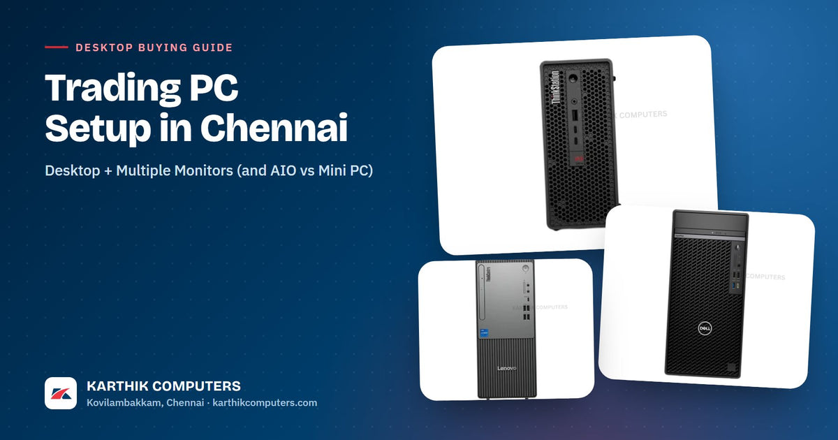Trading PC Setup in Chennai: Desktop + Multiple Monitors (and AIO vs Mini PC) — Karthik Computers buying guide