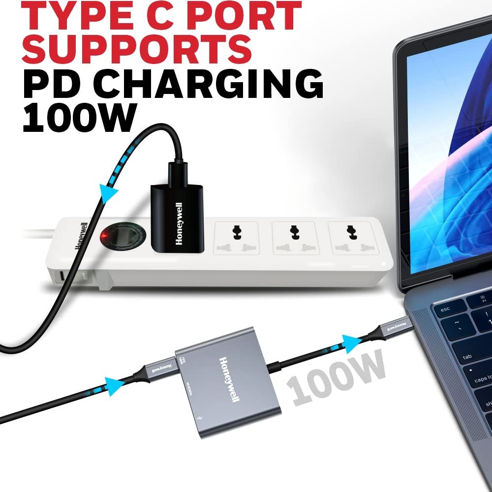 Honeywell Type-C to HDMI Adapter with PD Charging & USB 3.0 (Platinum Series)