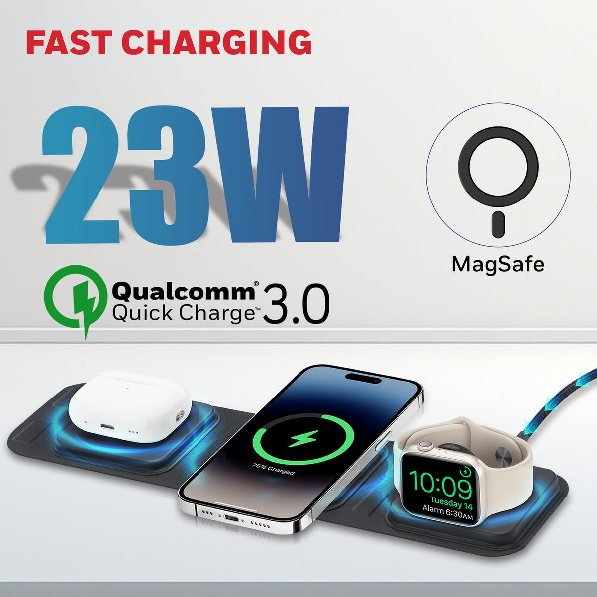 Honeywell Zest Wireless 3-in-1 Foldable Charger (Platinum Series)