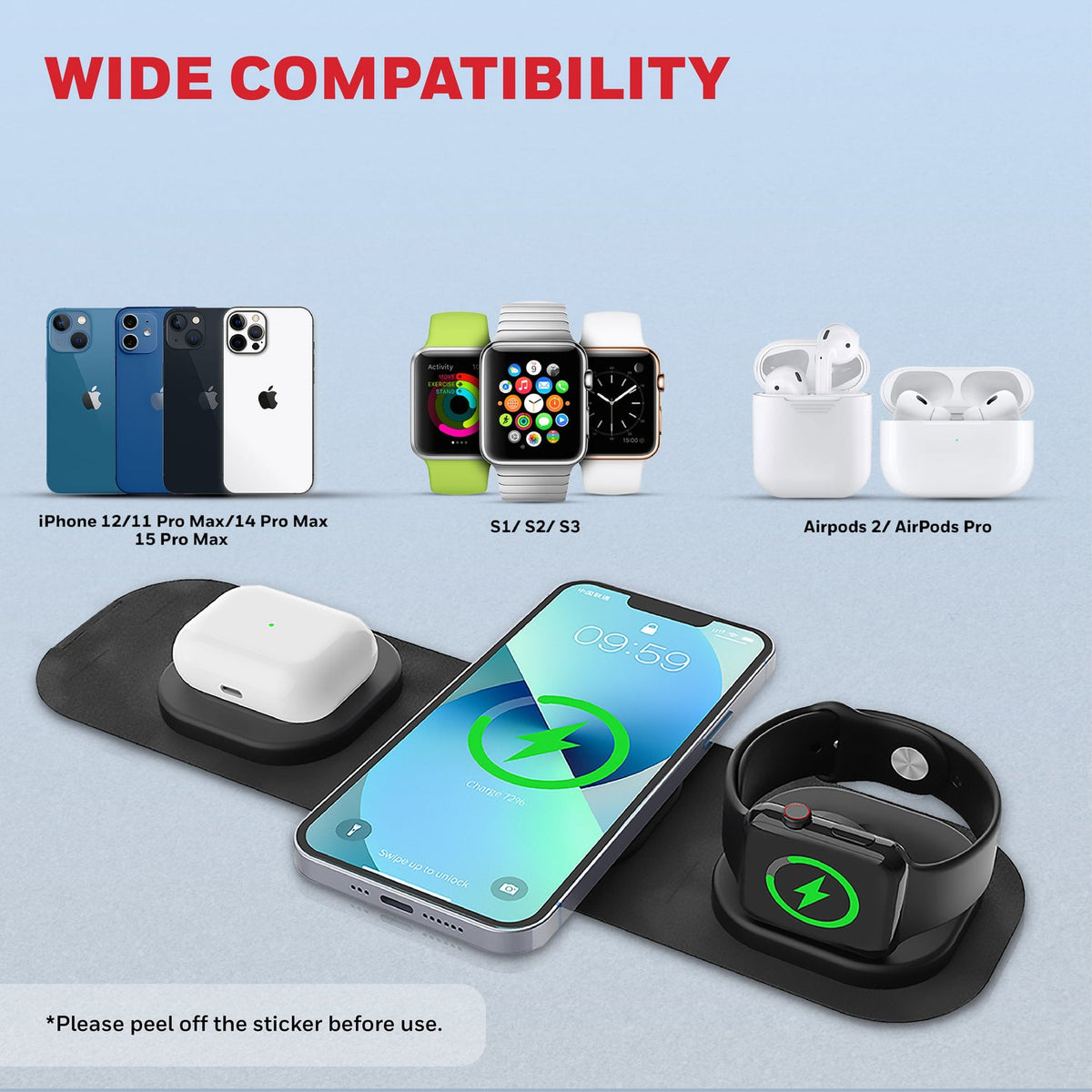 Honeywell Zest Wireless 3-in-1 Foldable Charger (Platinum Series)