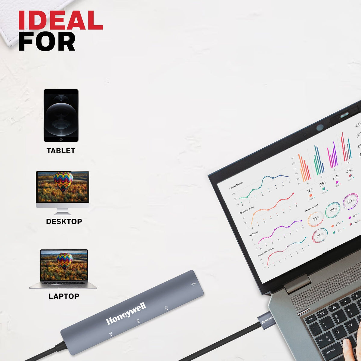 Honeywell Momentum 4-Port USB Hub (1× USB 3.0 + 3× USB 2.0)