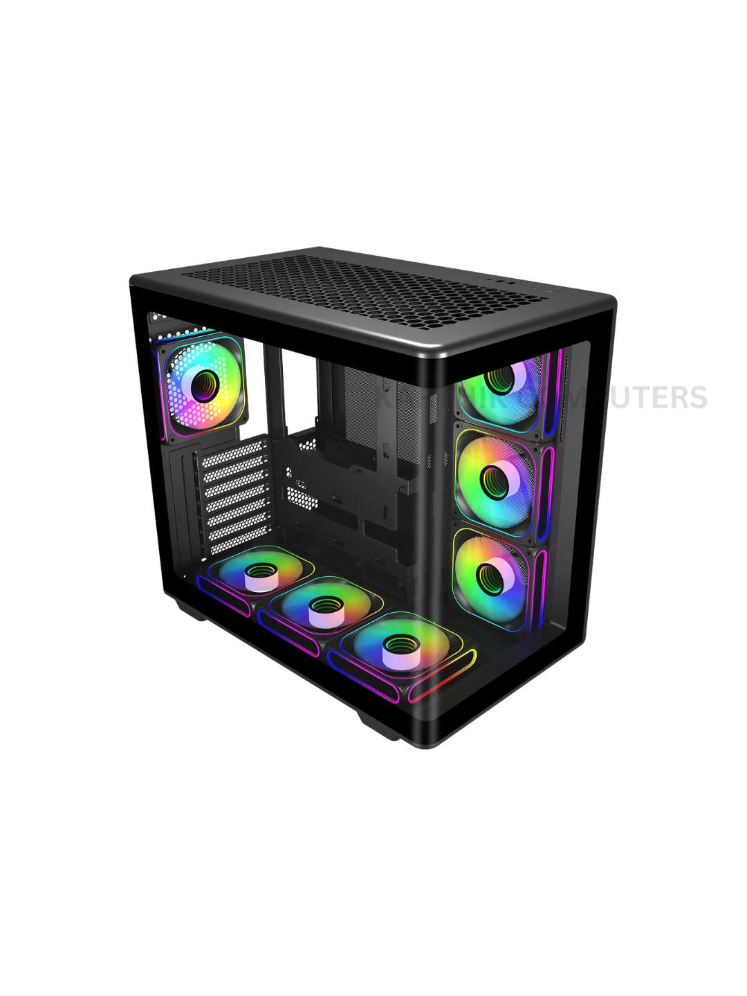 Cooler Master Elite 600 (E600-KGNN-S02) Mid-Tower ATX Cabinet | Tempered Glass Side Panel | 7 × 120mm ARGB PWM Fans Included | USB 3.0 + USB Type-C | Black