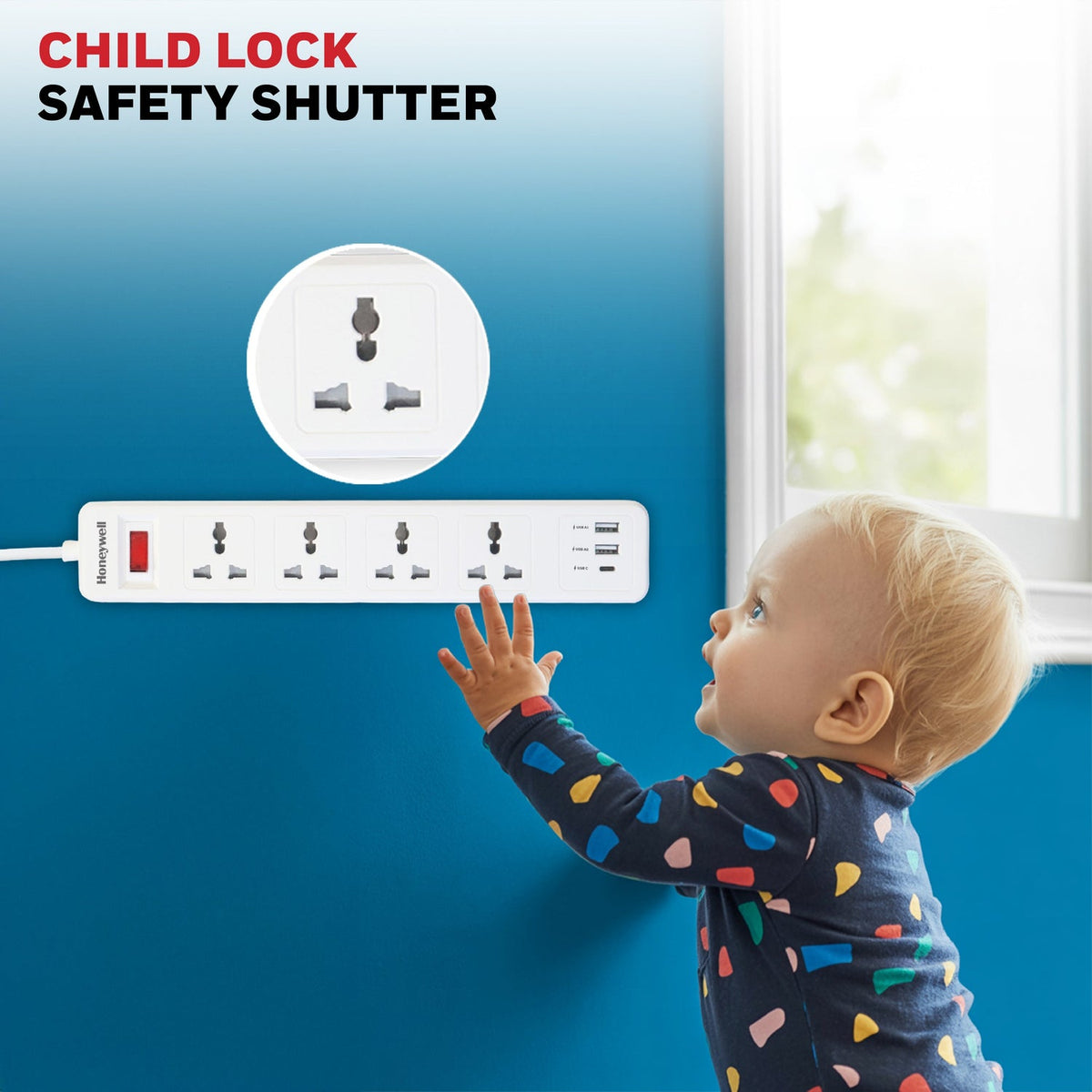 Honeywell Value 4-Outlet Extension Board with 1 Type-C & 2 USB