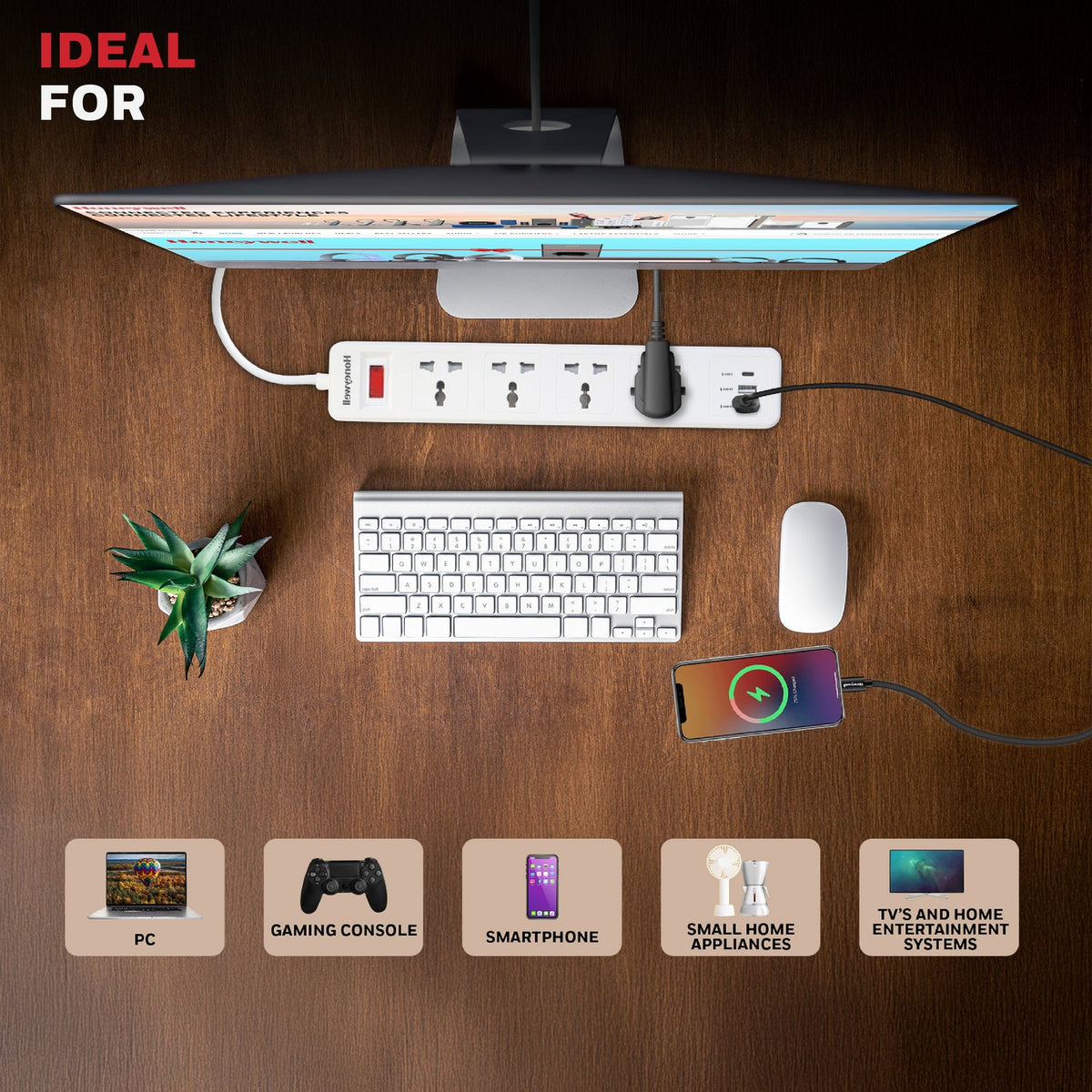 Honeywell Value 4-Outlet Extension Board with 1 Type-C & 2 USB