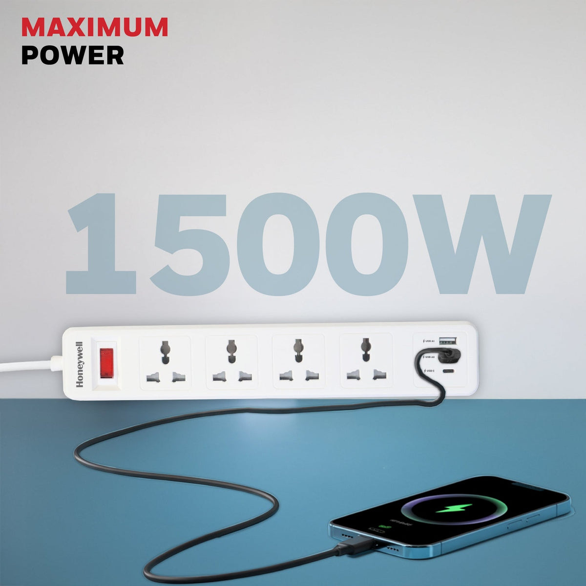 Honeywell Value 4-Outlet Extension Board with 1 Type-C & 2 USB