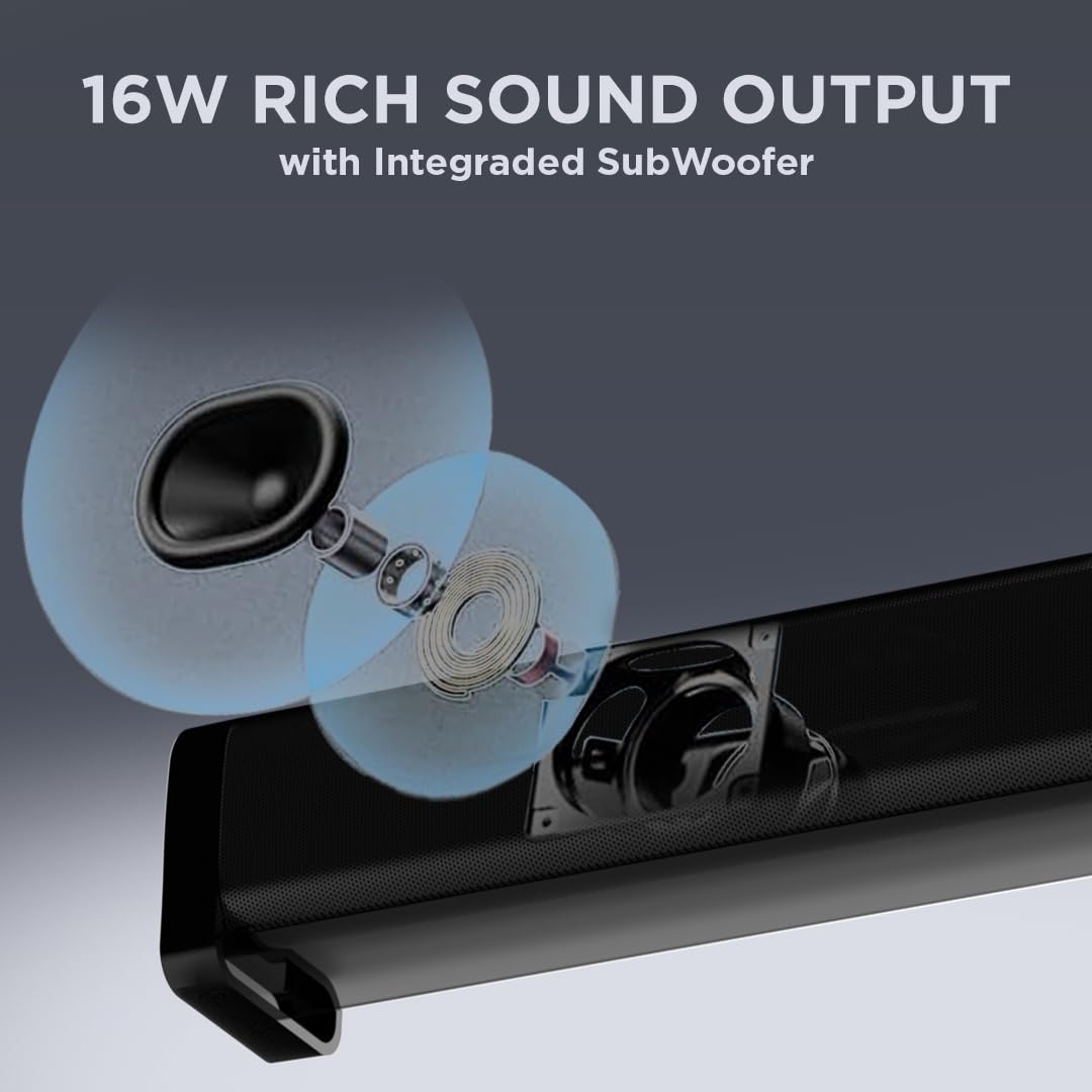 Amkette Boomer Compact 16W Soundbar Pro with Remote