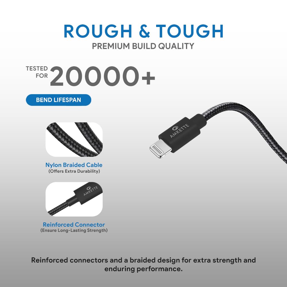 Amkette ChargePro 3A USB-C to iPhone Braided Cable