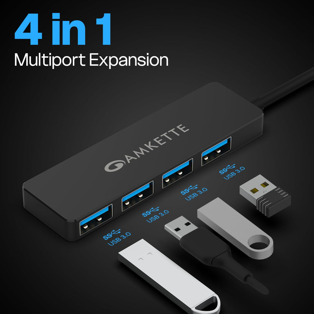 Amkette Type-C 4-in-1 USB 3.0 Hub Pro