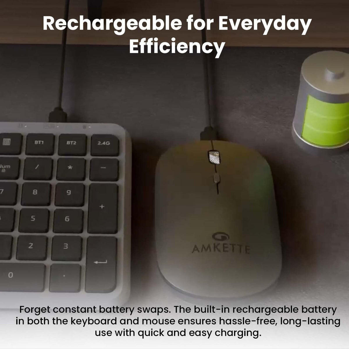 Amkette Wi-Key Max Multi Device Wireless Keyboard and Mouse
