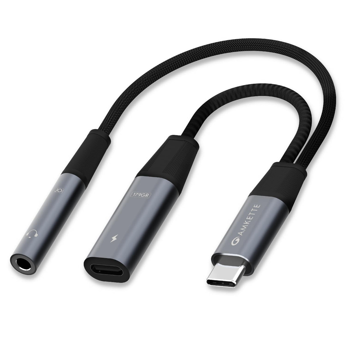 Amkette Adapt USB-C to 3.5mm Audio + 60W Charging Adapter