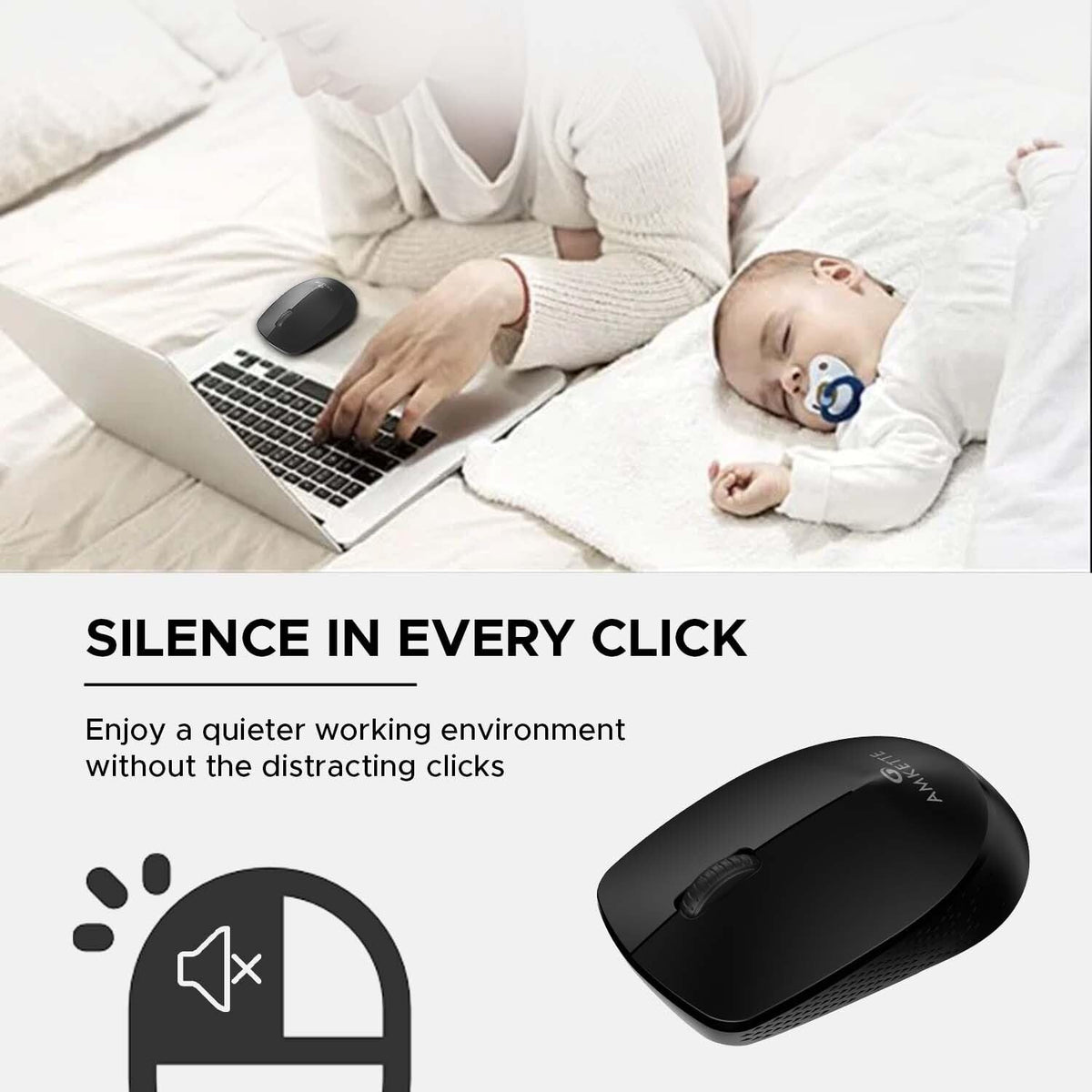 Amkette Hush Pro Go Silent Wireless Mouse