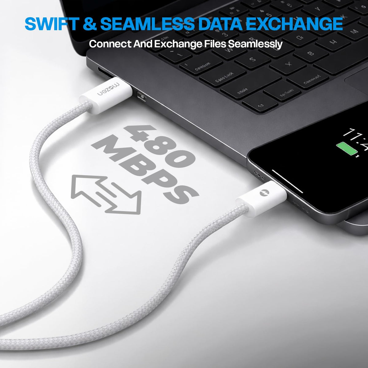 Amkette Mozen Flow Lite 60W 3A USB-C to USB-C Cable
