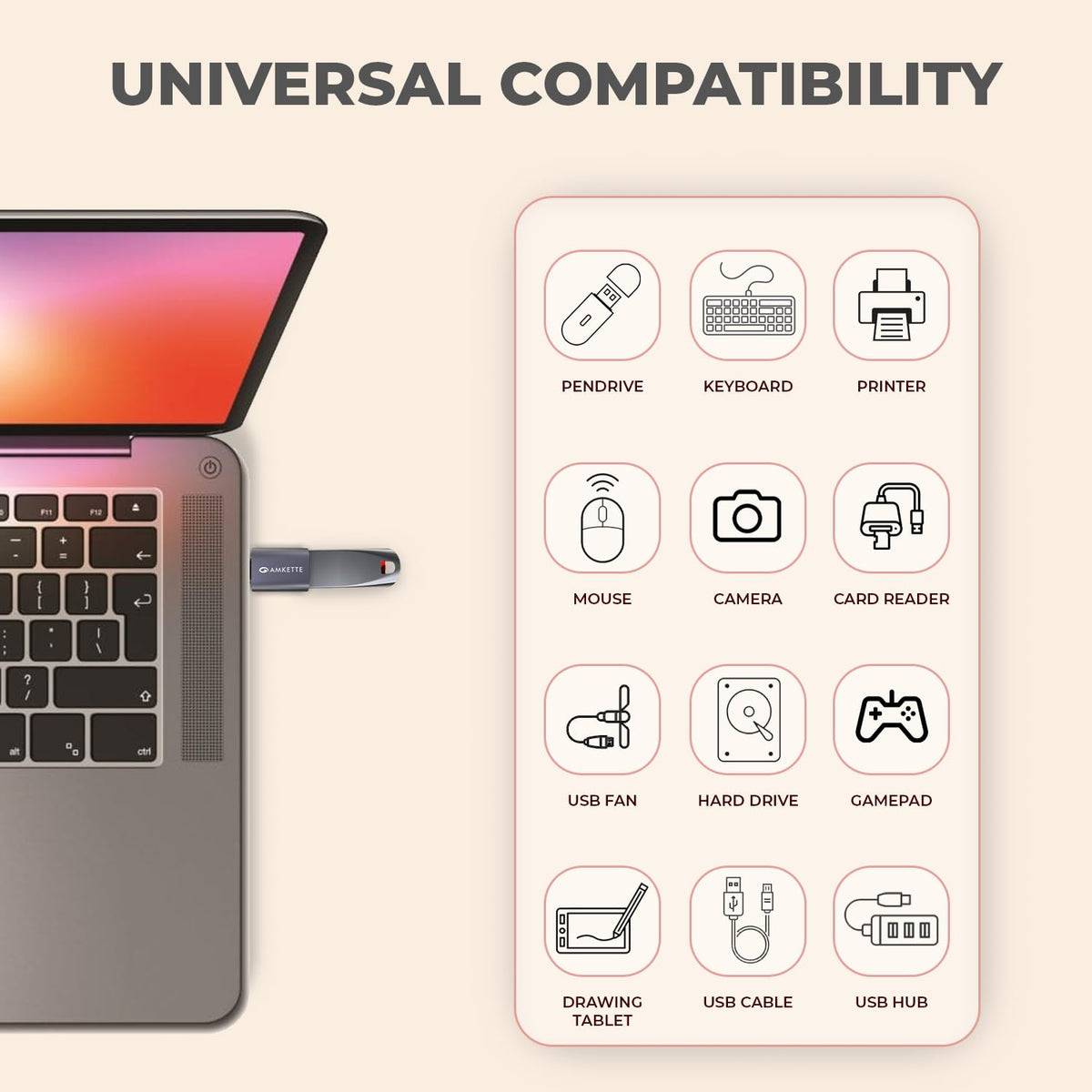 Amkette Mozen USB 3.0 Type C to USB A OTG Adapter
