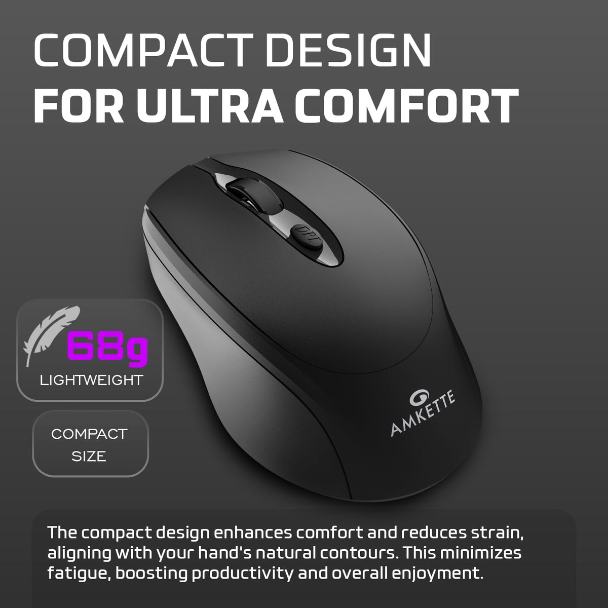 Amkette Hush Pro Byte Plus Rechargeable Bluetooth Mouse