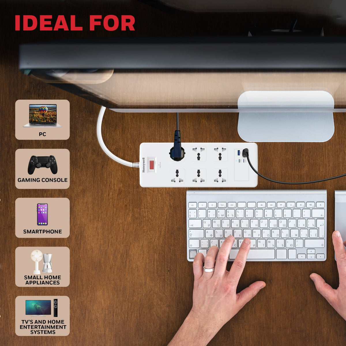Honeywell Platinum 6-Outlet Surge Protector with 2 Type-C PD 25W & 2 USB