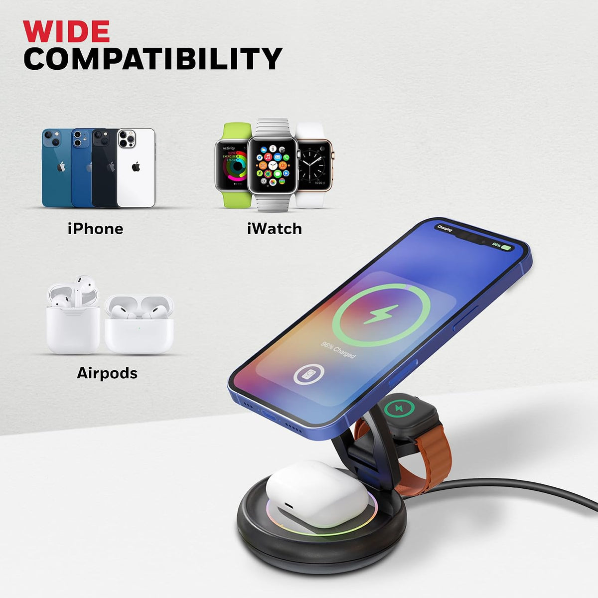 Honeywell Zest Wireless Trio 3-in-1 Foldable Charger 23W