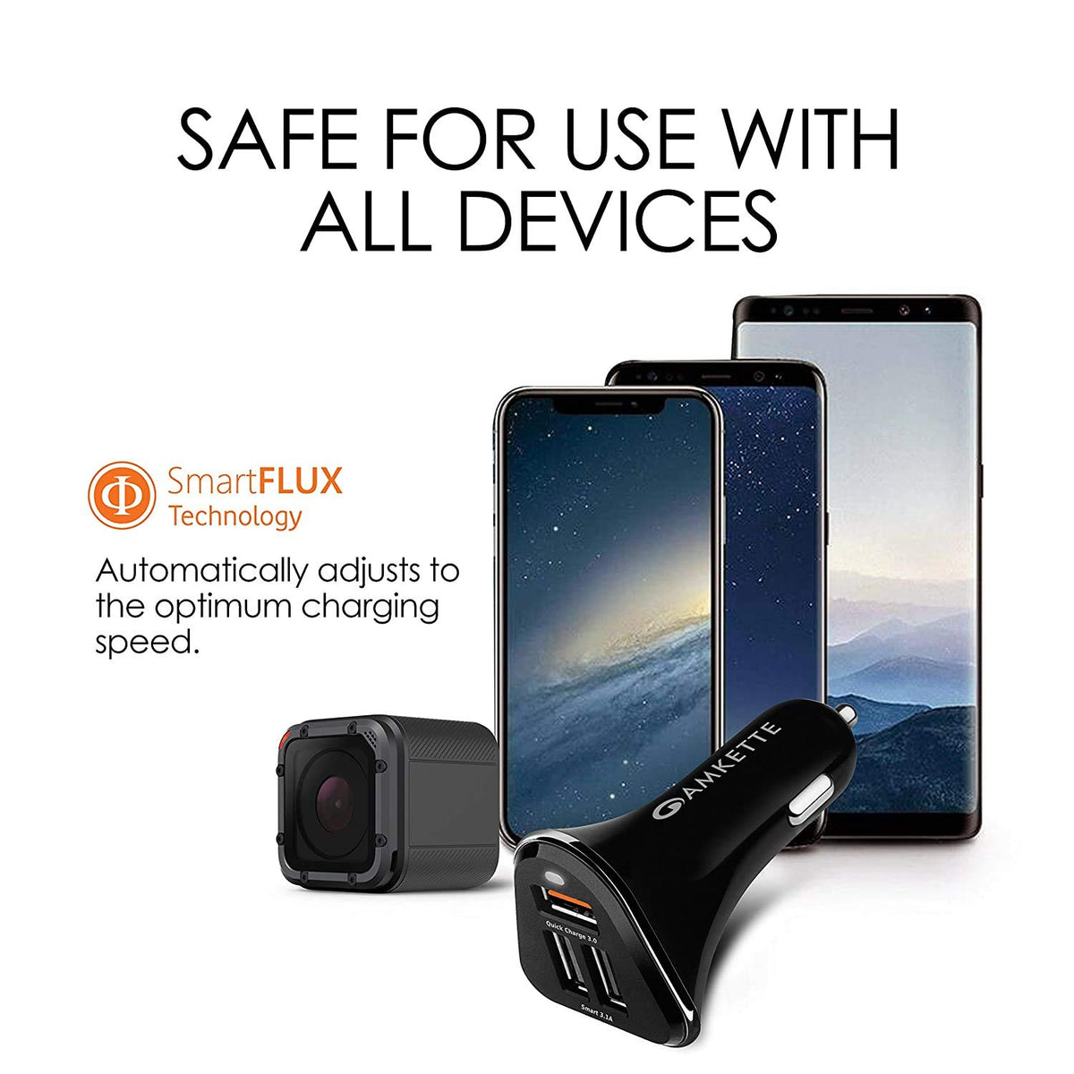 Amkette PowerPro 3 Port QC 3.0 Car Charger (No Cable)