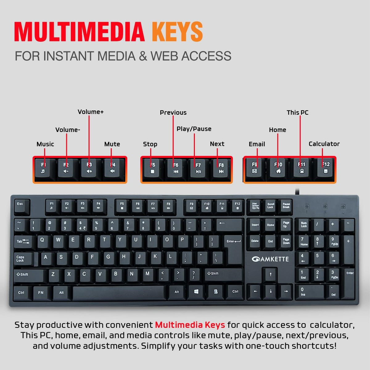 Amkette Lexus Neo Wired USB Multimedia Keyboard