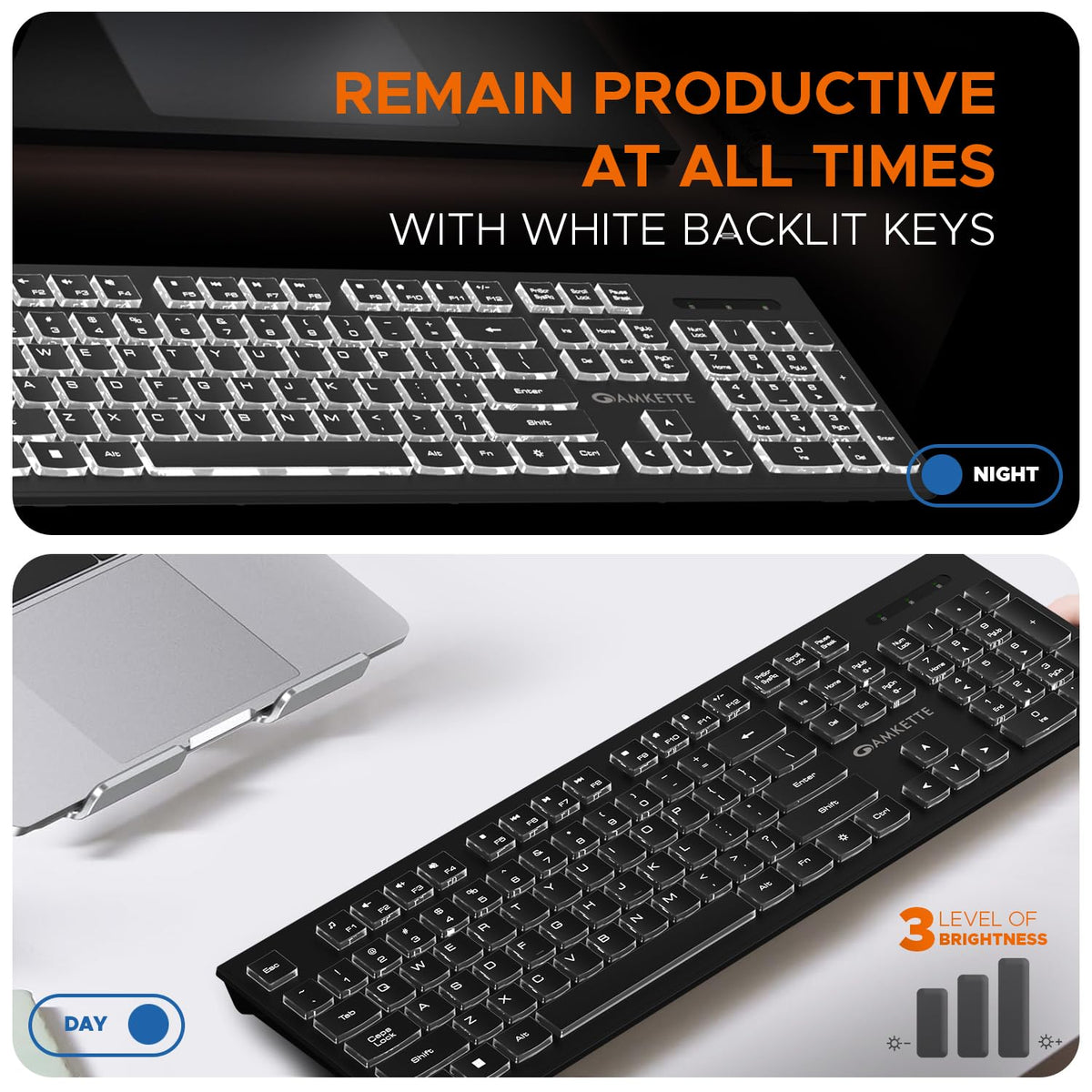 Amkette Wi-Key Backlit Wired USB Keyboard